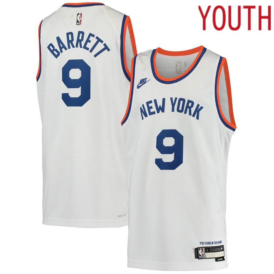 Youth New York Knicks 9 RJ Barrett Nike White Swingman Player NBA Jersey